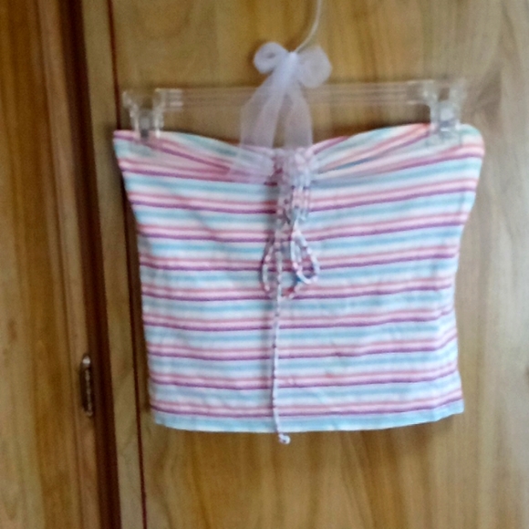 Pastel striped halter / tube top - Picture 1 of 2